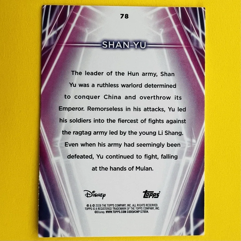 2026 Topps‎ Disney Neon Shan Yu #78 Disney Base